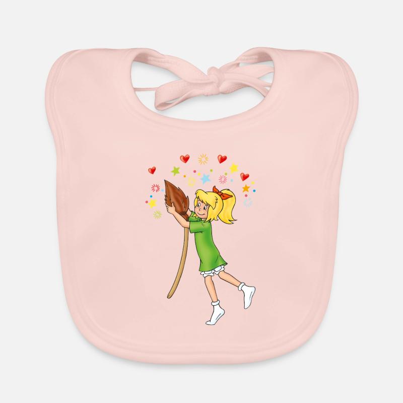 Bibi mit Kartoffelbrei Herzen Sternchen - Baby Bio-Lätzchen - Rose