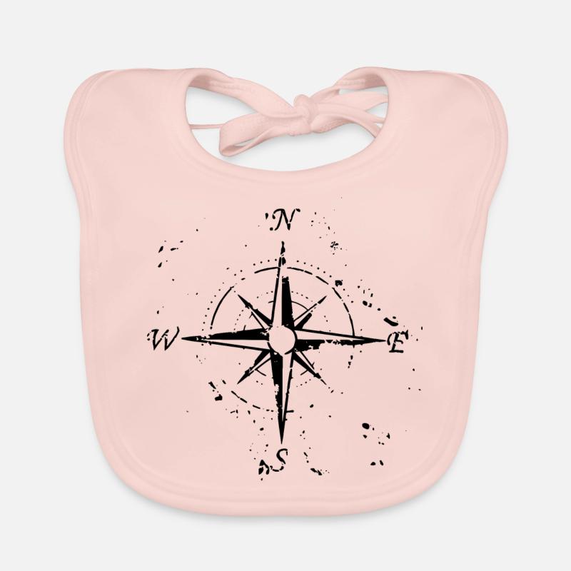 Windrose with the cardinal points Organic Baby Bibs