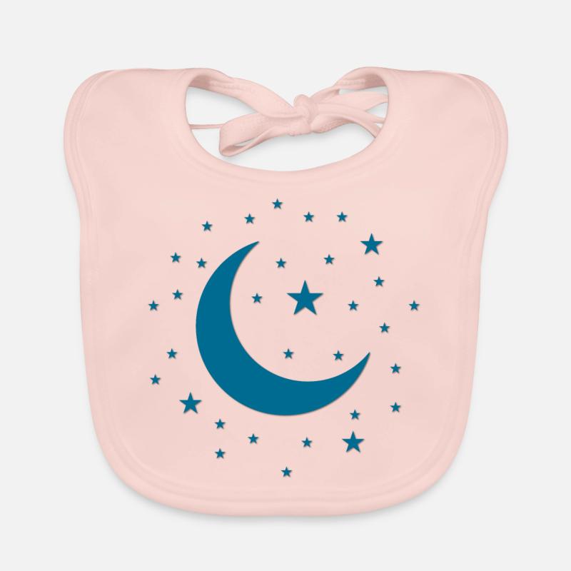 Ciel étoilé - Etoiles et lune - Bavoir bio Bébé - rose