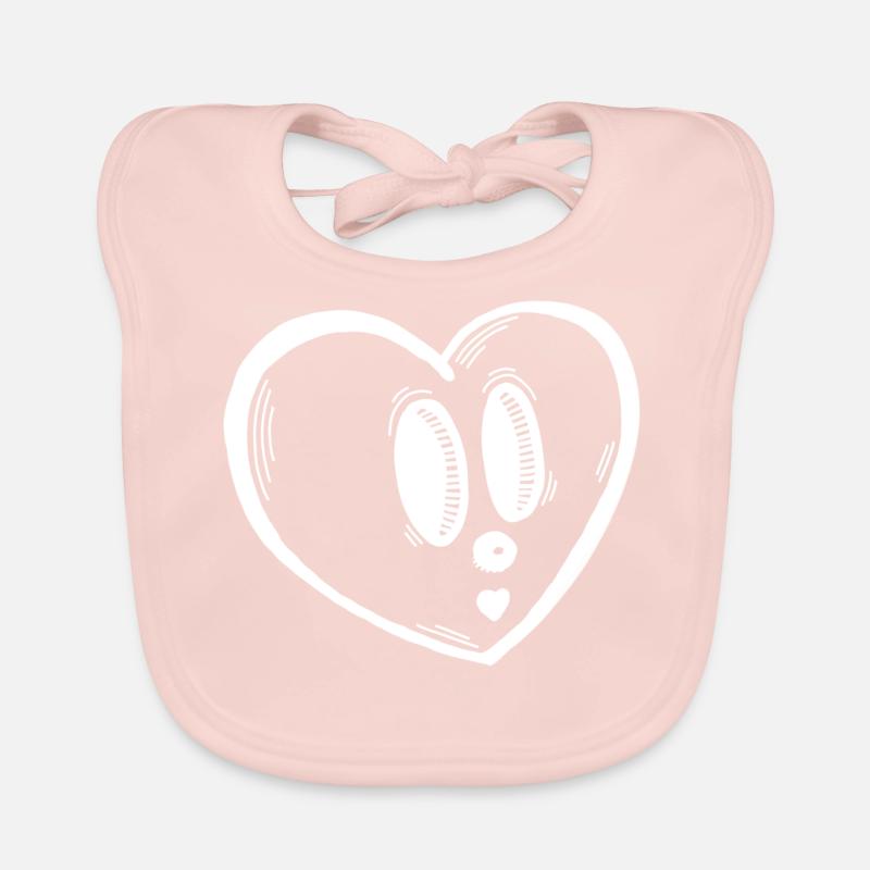 Cœur - Bavoir bio Bébé - rose