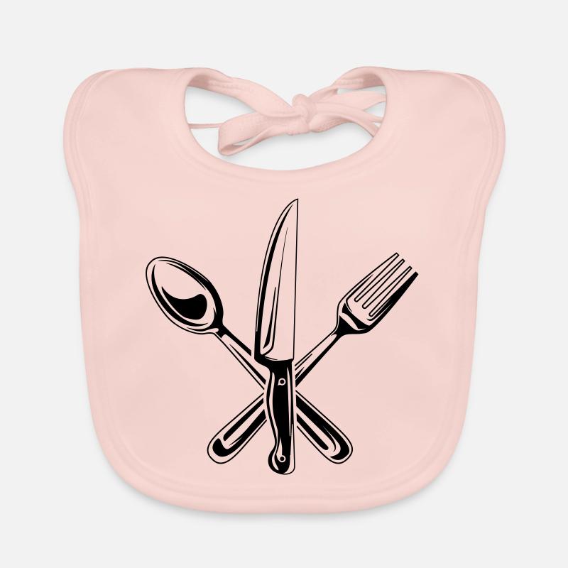 besteck symbol messer gabel löffel - Baby Bio-Lätzchen - Rose