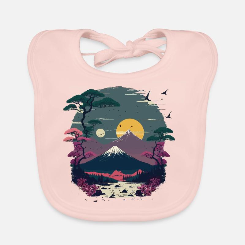 Coucher de soleil japonais - Bavoir bio Bébé - rose