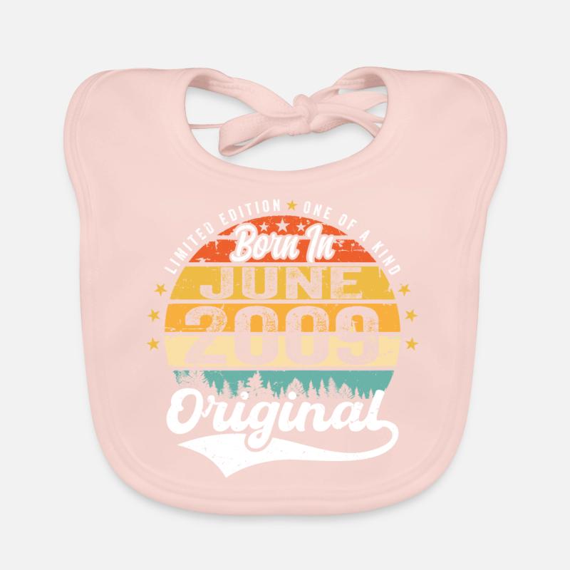 Born in June 2009 Birthday Gift June 2009 Organic Baby Bibs