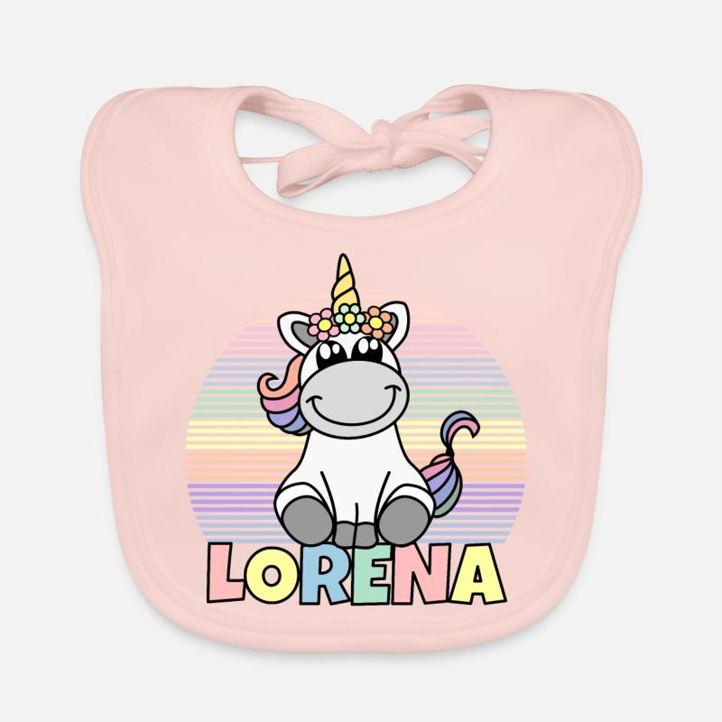Lorena Einhorn Name - Baby Bio-Lätzchen - Rose