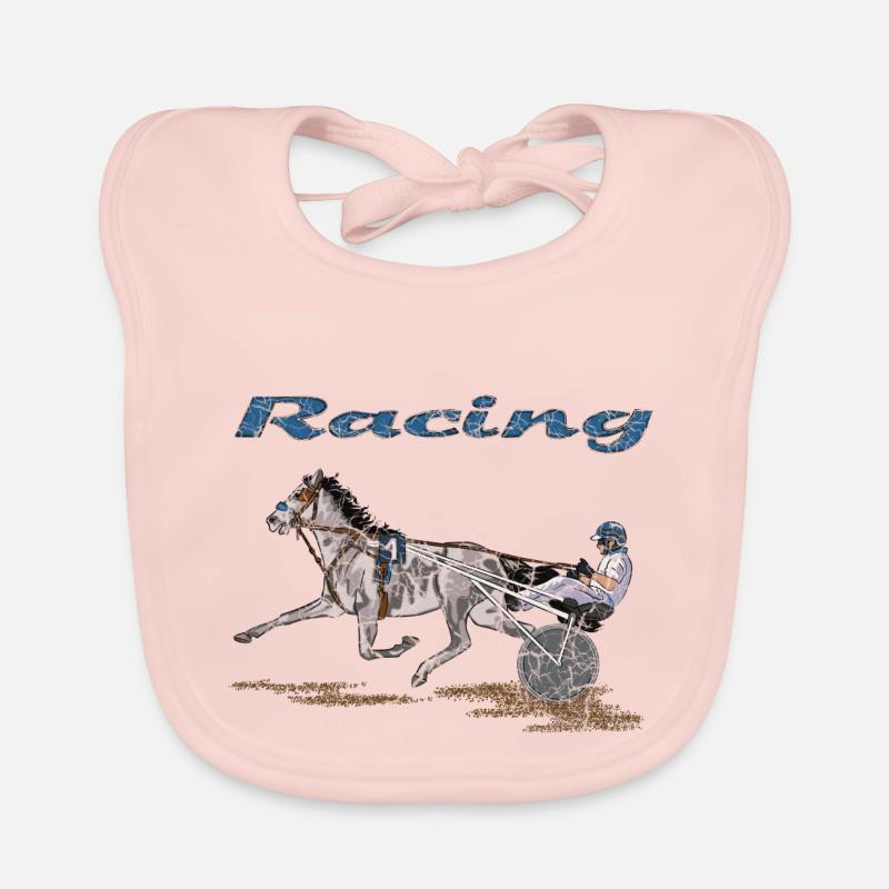 Cheval de course avec jockey en dynamique Bavoir bio Bébé