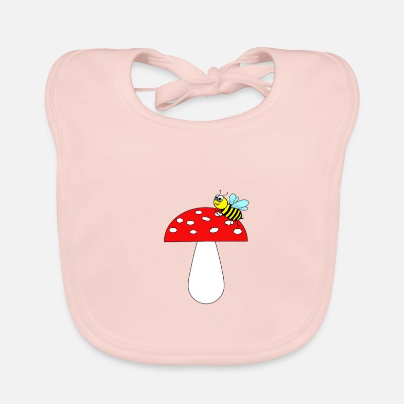 Bee on fly agaric Organic Baby Bibs