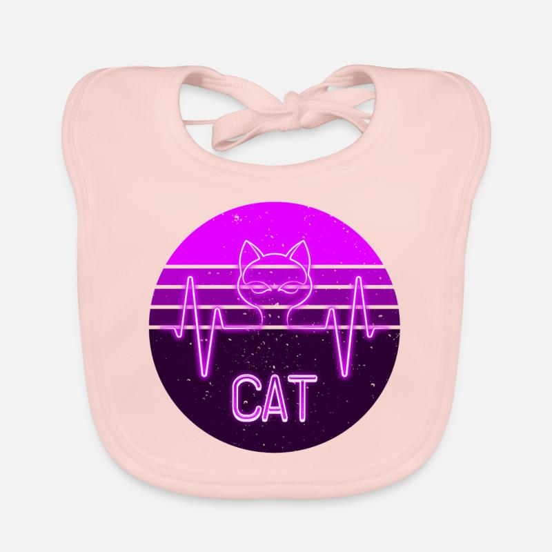 Purple neon cat Organic Baby Bibs