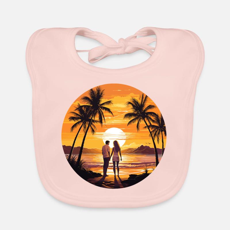 Coucher de soleil sur la plage Bavoir bio Bébé