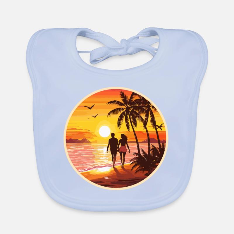 Sunset Beach Romantisches Paar Baby Bio-Lätzchen