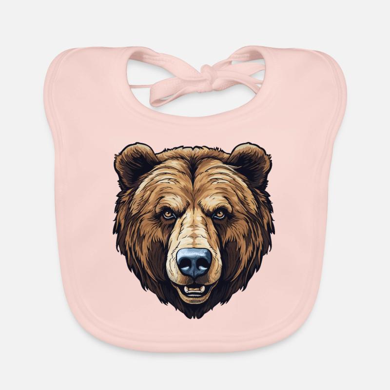 Visage d’ours brun - Ami à fourrure Bavoir bio Bébé