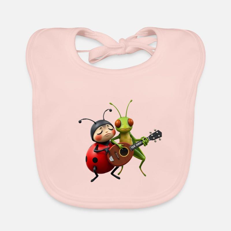 Coccinelle et sauterelle Jouant de la Mandoline Bavoir bio Bébé