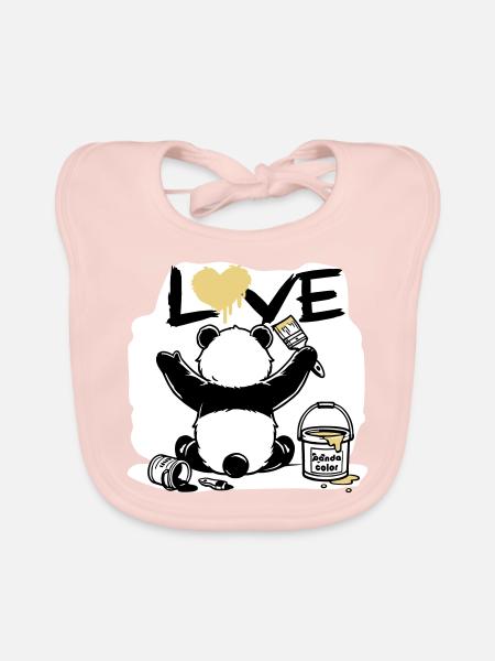 Panda Loveur - Love Painter - Organic Baby Bibs - rose - Front
