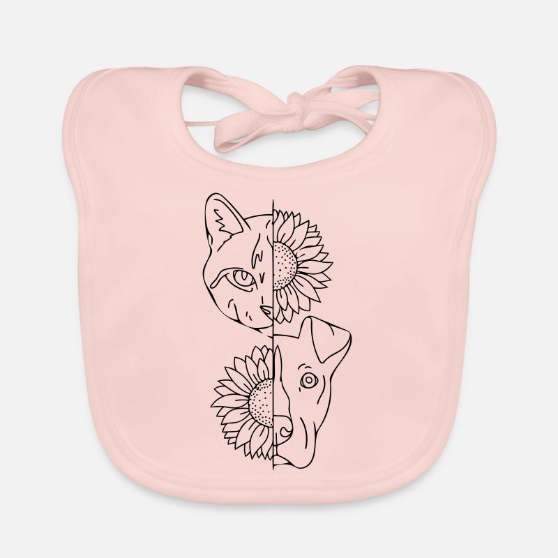 Katze und Hund - Baby Bio-Lätzchen - Rose