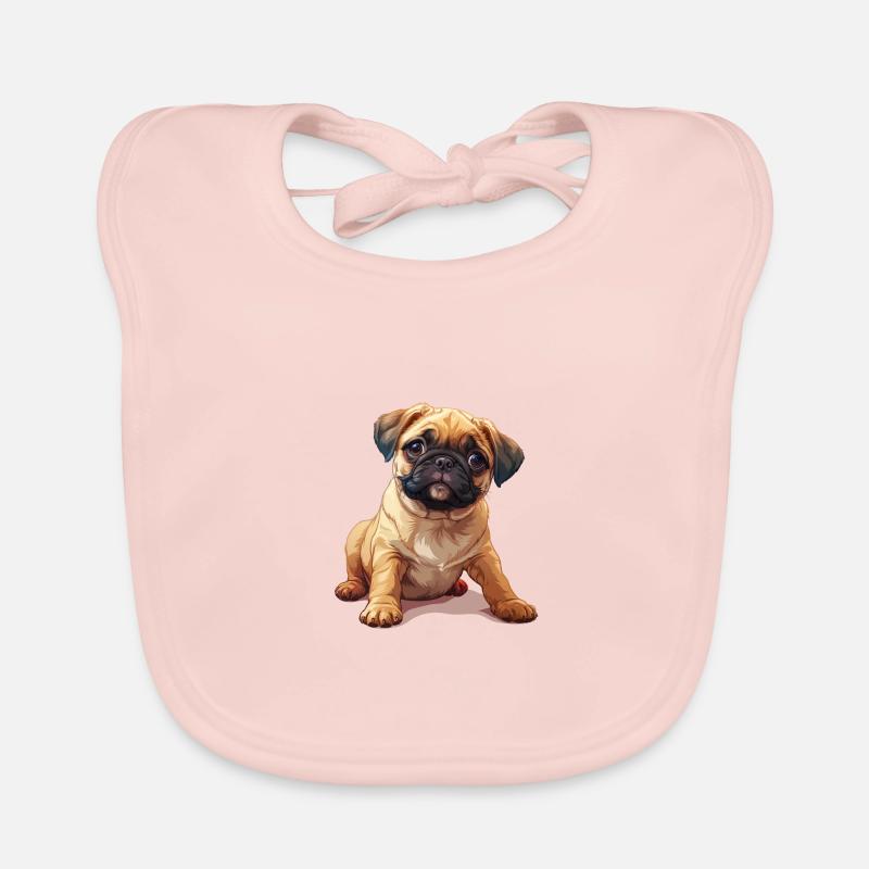 Chiot carlin assis Bavoir bio Bébé