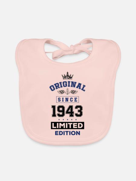 1943 limited edition birthday - Organic Baby Bibs - rose - Front