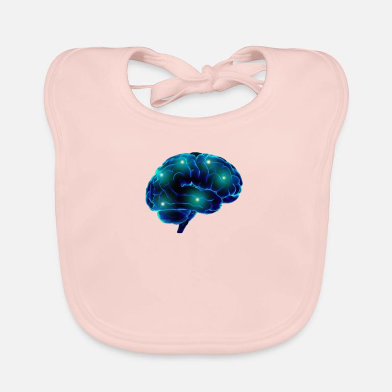 Brain brain blue neurons pathways smart Organic Baby Bibs