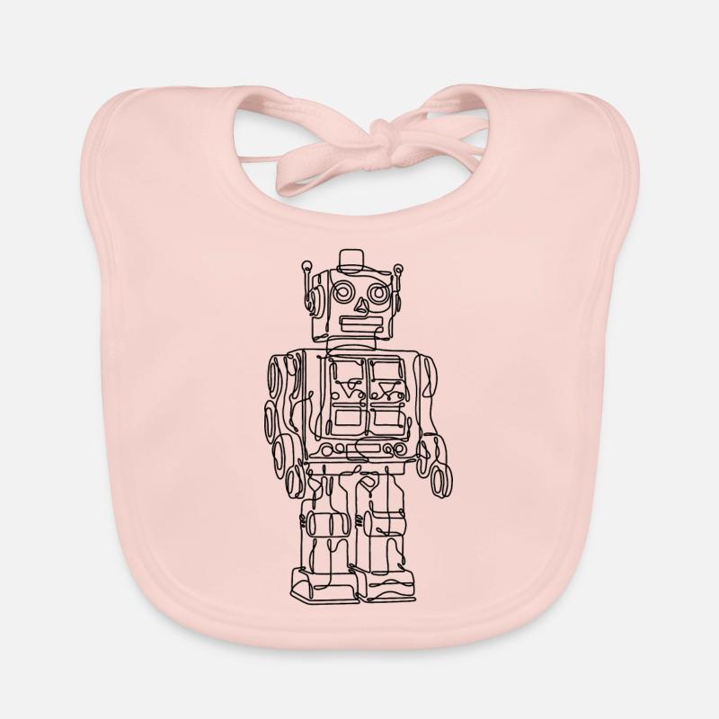 Roboter Line Art Geschenk Baby Bio-Lätzchen