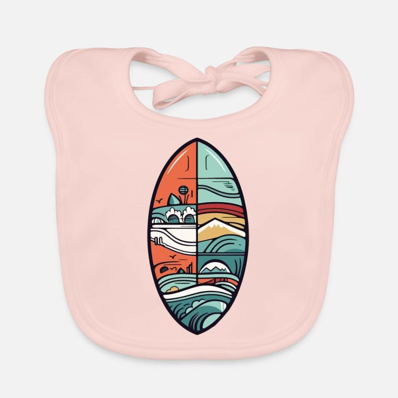 Surfbrett - Baby Bio-Lätzchen - Rose