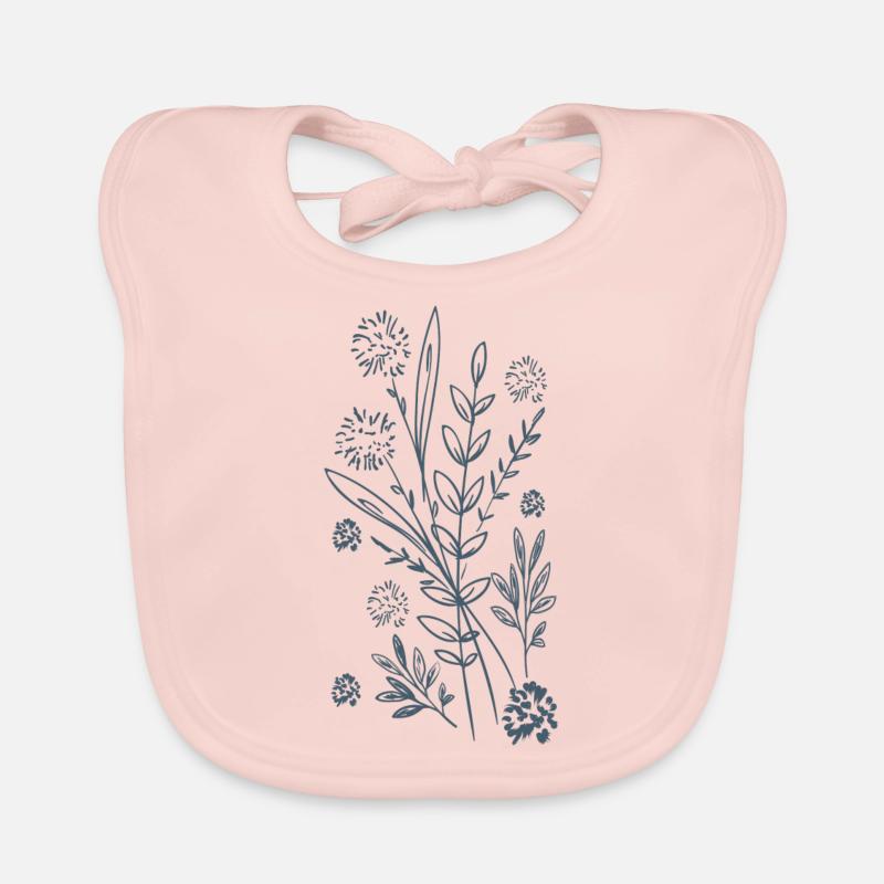 Blaues Blumendesign Baby Bio-Lätzchen