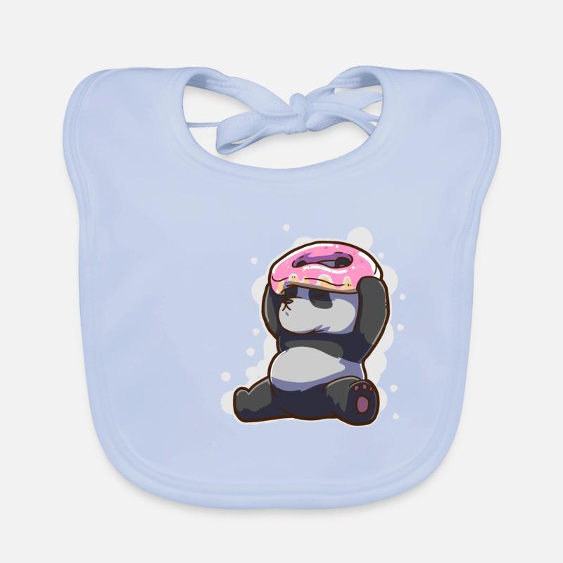 Donut donut panda bear head putting on funny Organic Baby Bibs