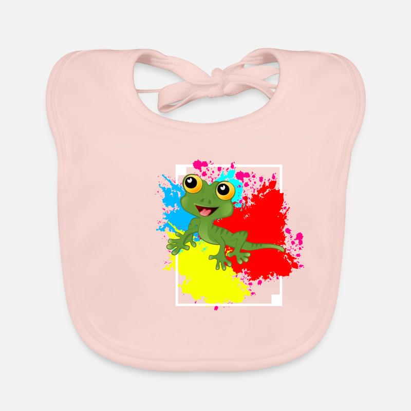 Geko Eidechse Rahmen Geschenk Baby Bio-Lätzchen