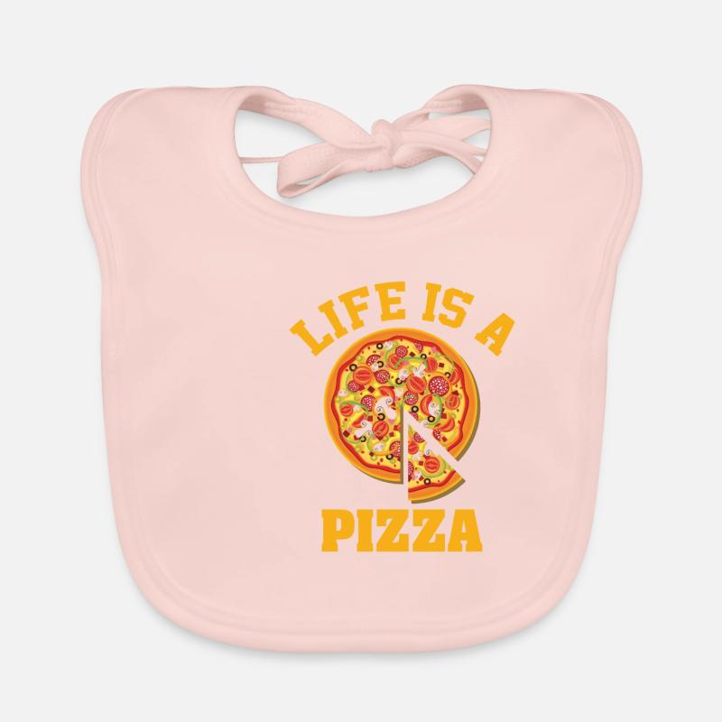 Life Is A Pizza - Bavoir bio Bébé - rose