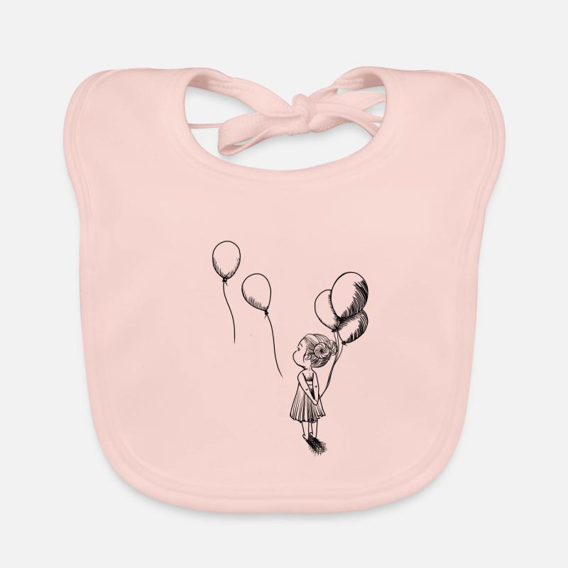 Mädchen mit Luftballons schwarz Baby Bio-Lätzchen