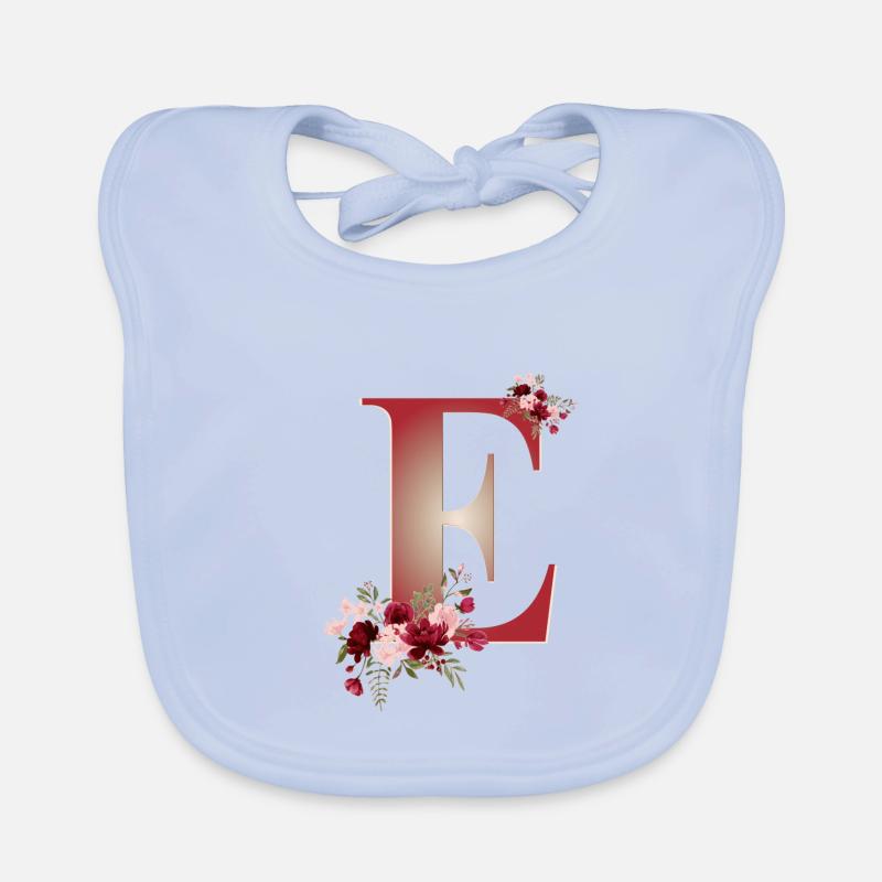 Buchstabe E mit Blumen Baby Bio-Lätzchen