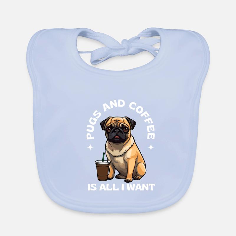 Süßer Lachender Mops & Kaffee Design Baby Bio-Lätzchen