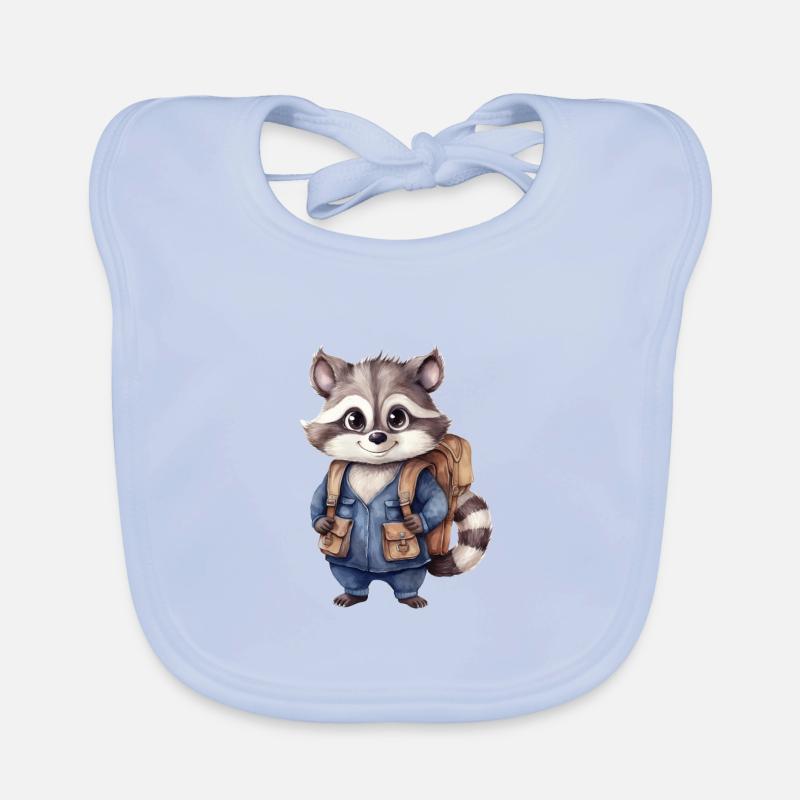 Waschbär Schulanfang Baby Bio-Lätzchen
