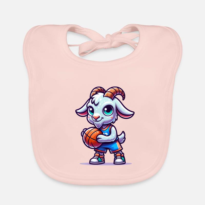 Cute Goat Playing Basketball Design Organic Baby Bibs
