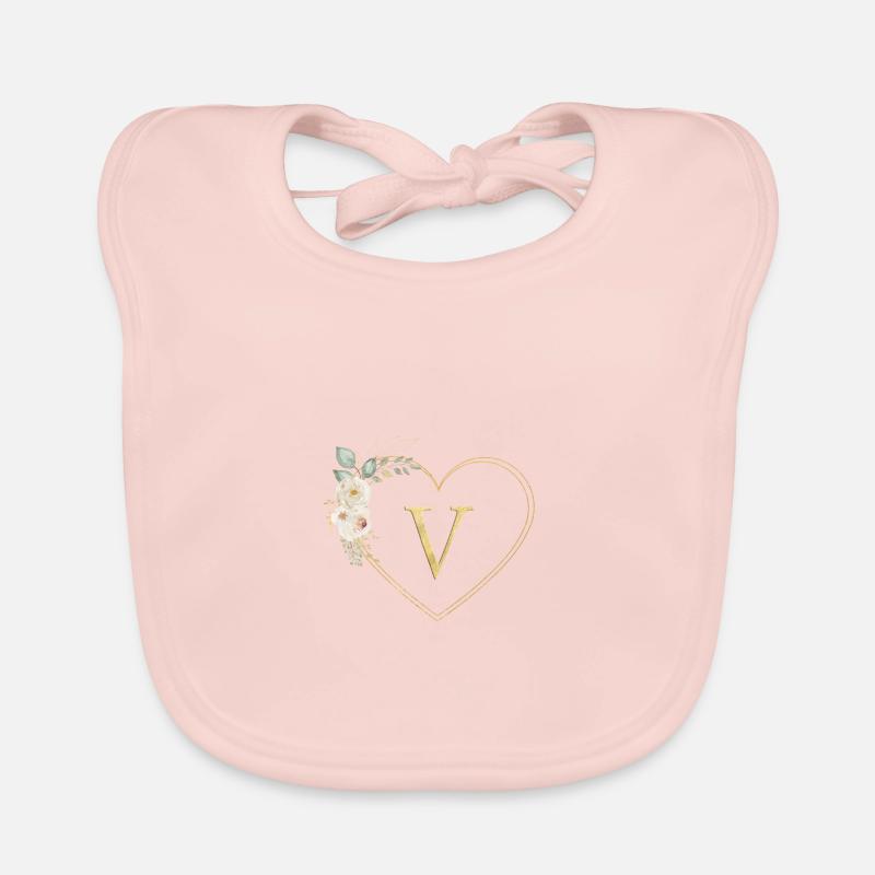 Customizable heart monogram V Organic Baby Bibs