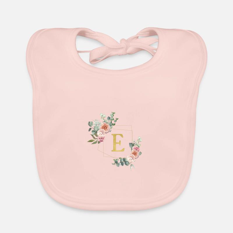 Customizable Monogram E Floral Organic Baby Bibs