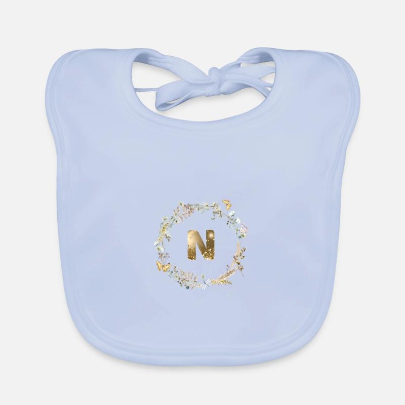 N Monogramme paillettes Boho Couronne Bavoir bio Bébé