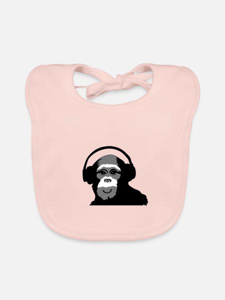 sourire de singe - Bavoir bio Bébé - rose - Devant