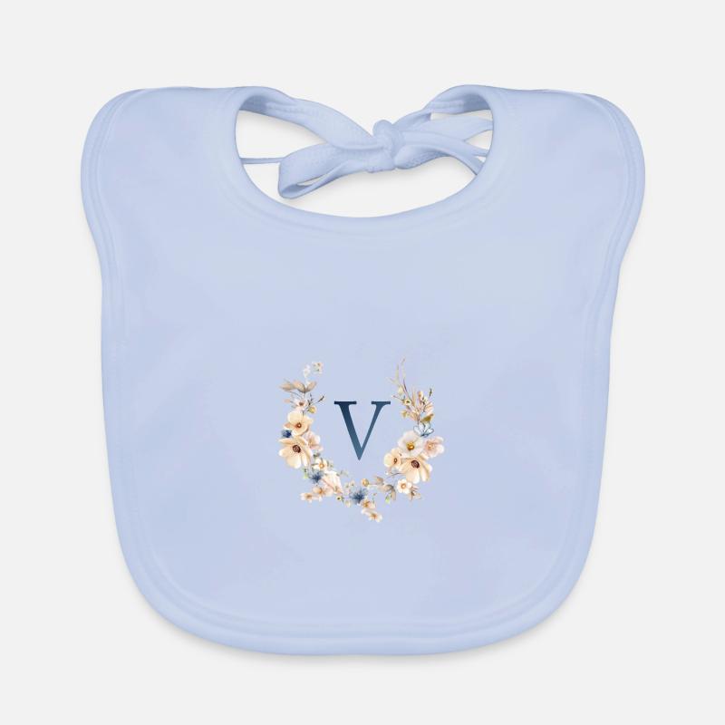 V Monogramm , Floral, Boho Baby Bio-Lätzchen
