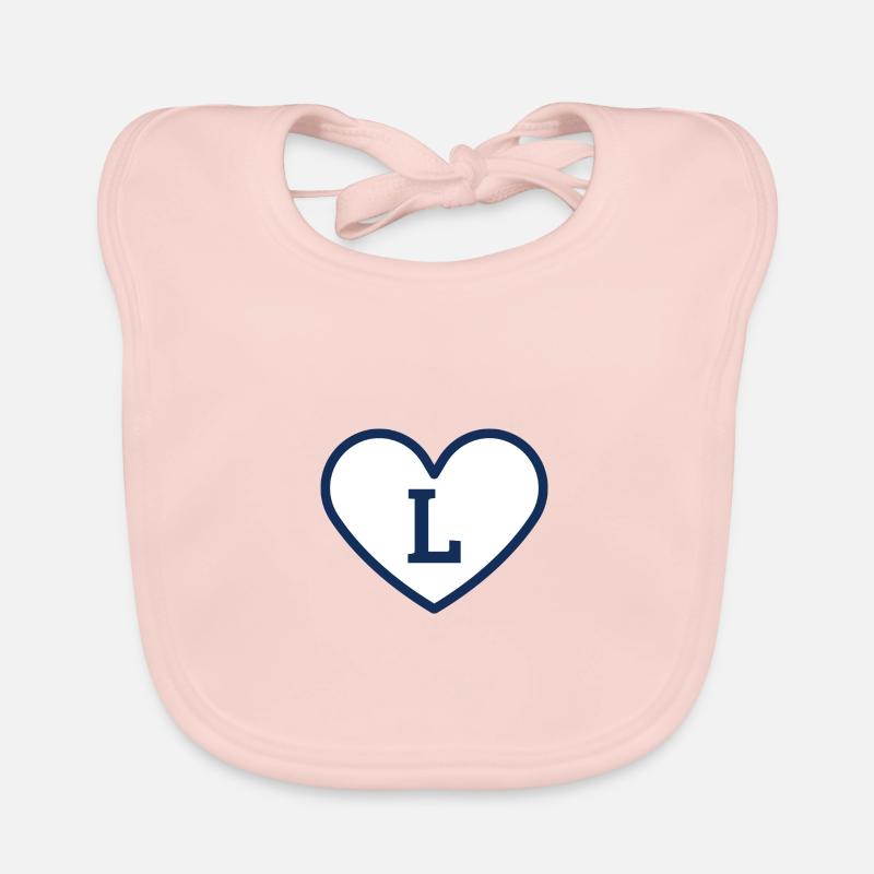 Buchstabe l Herz Sport Trend blau - Geschenkidee Baby Bio-Lätzchen