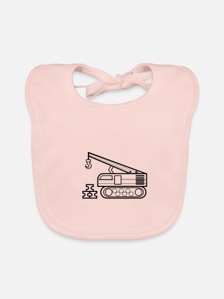 Kran zum ausmalen Kranfahrer Geschenk - Baby Bio-Lätzchen - Rose - Vorne