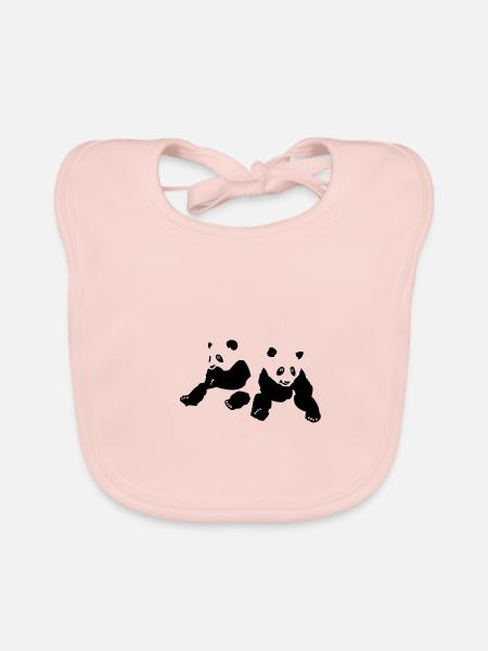 petit panda 4 - Bavoir bio Bébé - rose - Devant