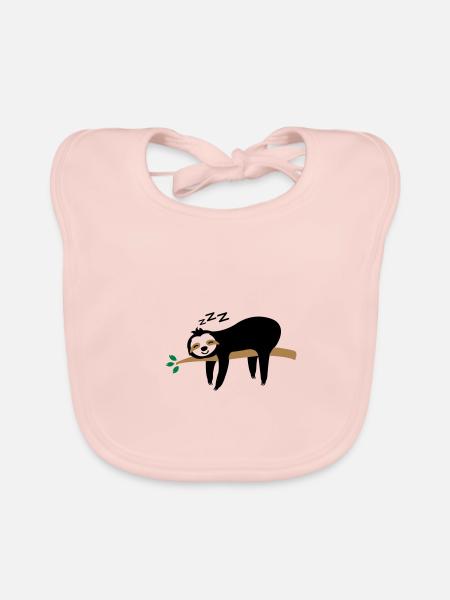 sommeil paresseux - Bavoir bio Bébé - rose - Devant