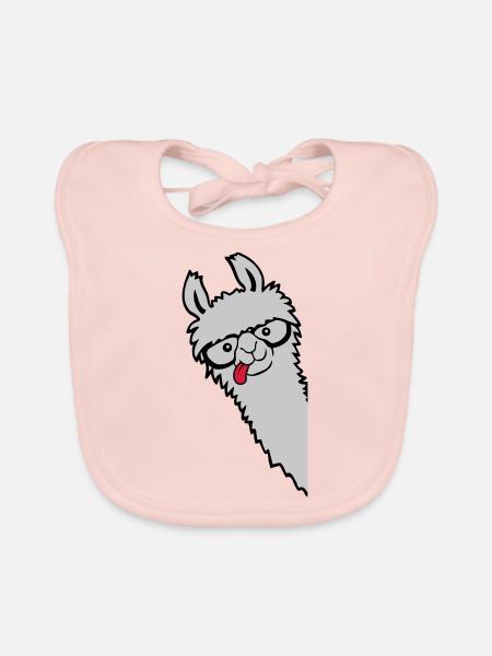 Nerd Hornbrille Lama - Baby Bio-Lätzchen - Rose - Vorne