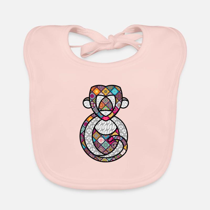 SINGE PSYCHEDELIQUE / THE PSYCHEDELIC MONKEY - Organic Baby Bibs - rose