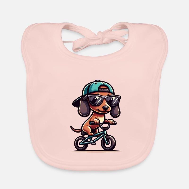Teckel BMX vélo chien propriétaire Design Bavoir bio Bébé