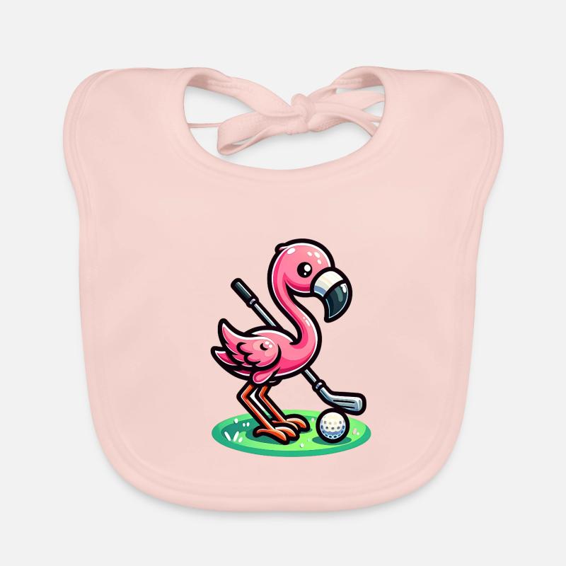 Flamingo Golfer - Fun Golf Design Bavoir bio Bébé
