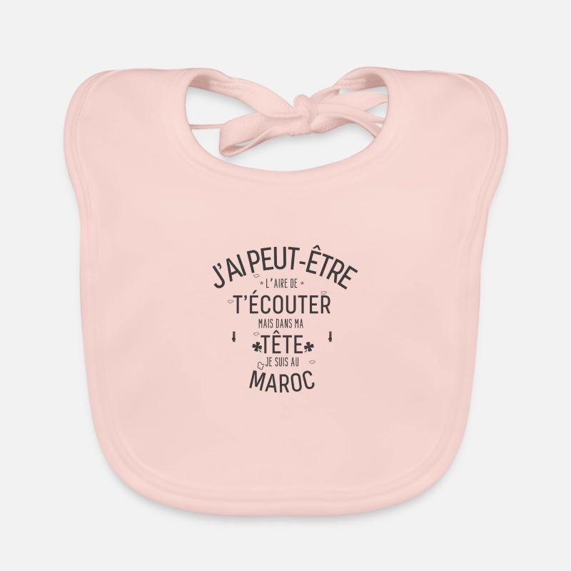 Dans ma Tête je suis Au Maroc - Bavoir bio Bébé - rose