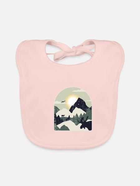 Nature Forest Mountains Hiking - Organic Baby Bibs - rose - Front