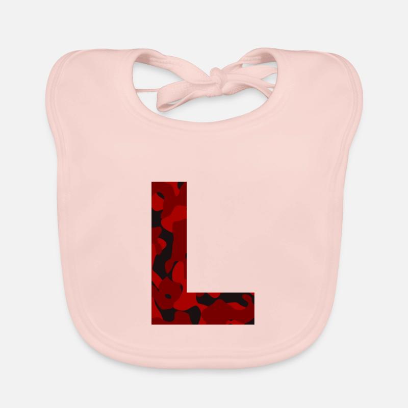 Letter L Red Camo Design Organic Baby Bibs