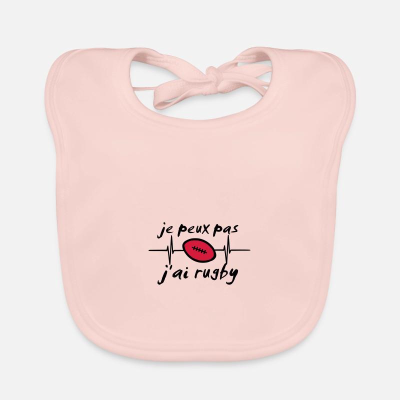 je peux pas j'ai rugby citation message - Bavoir bio Bébé - rose