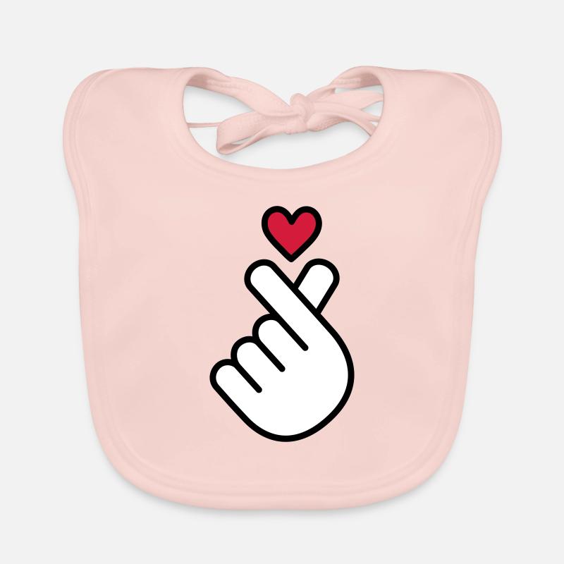 K-Pop Herz, Korea K Pop Musik Symbol, Finger, Hand - Baby Bio-Lätzchen - Rose