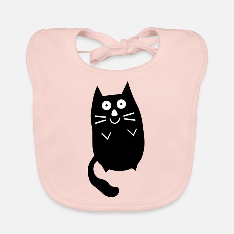 Chubby cute black cat Organic Baby Bibs